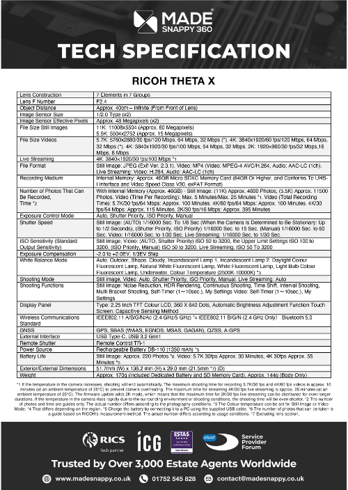 Tech Spec Ricoh X